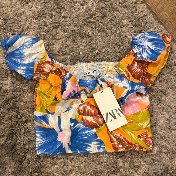 Zara Women's Colorful Floral Blouse - Picture 1 of 4